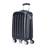 2045 Hartschale Koffer Trolley Reisekoffer einzelgröße XL-L-M in 10 Farben (L, Schwarz)